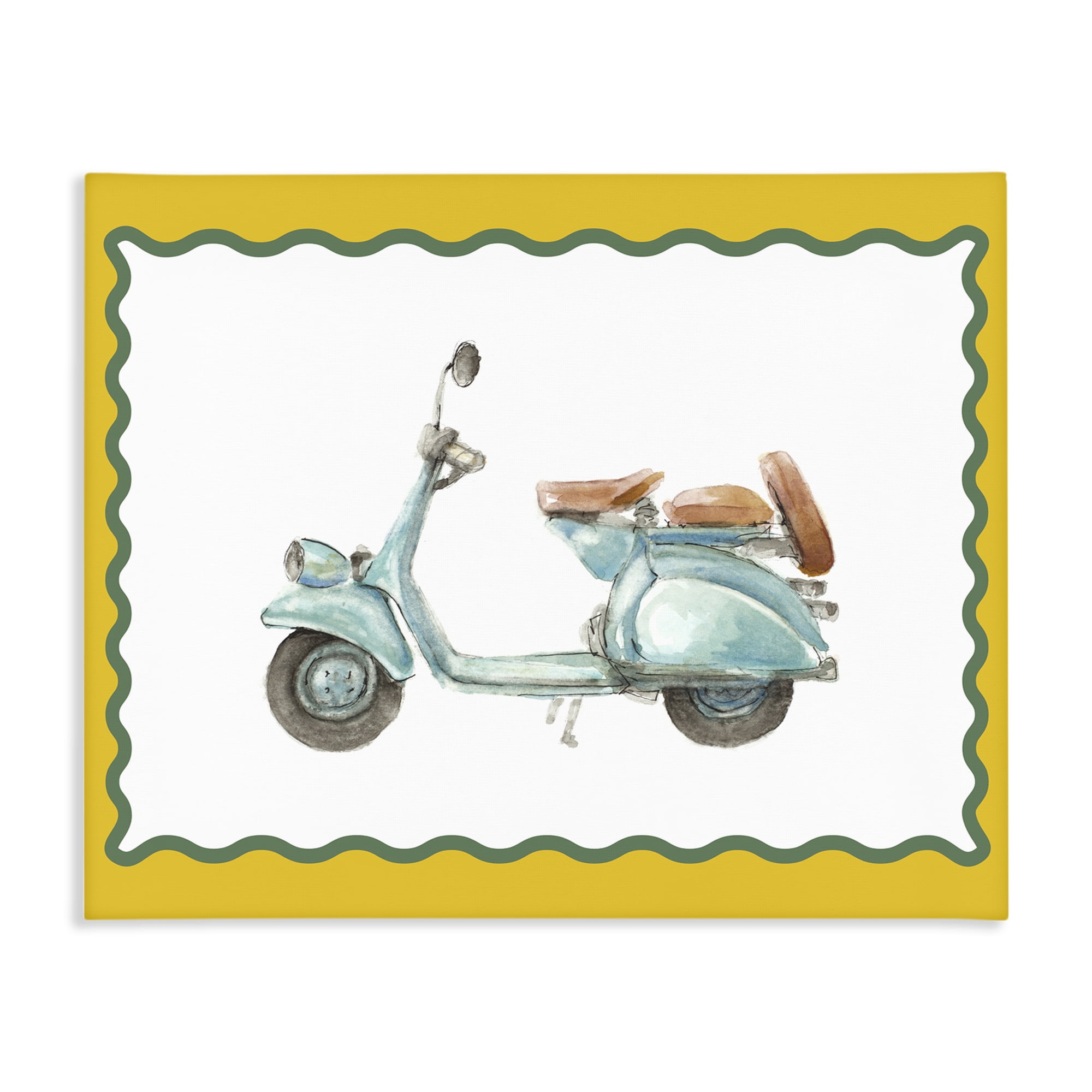 Stupell Industries Blue Vespa with Yellow Border Canvas Wall Art, design by Lanie Loreth
