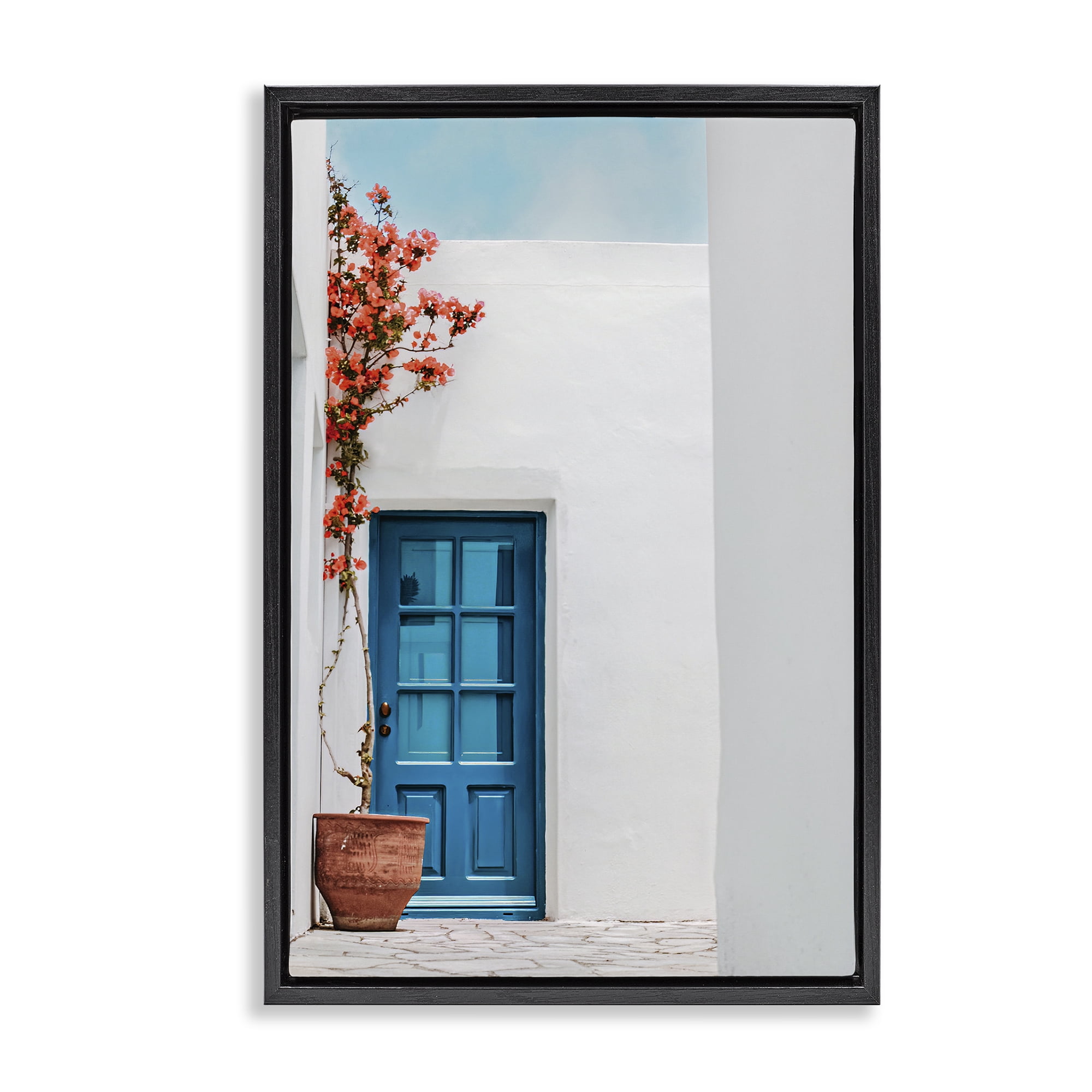 Stupell Industries Blue Villa Door Town & City Photography Black Floater Framed Art Print Wall Art, 17 x 25