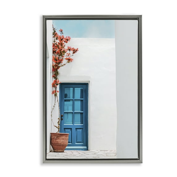 Stupell Industries Blue Villa Door Town & City Photography Gray Floater Framed Art Print Wall Art, 17 x 25