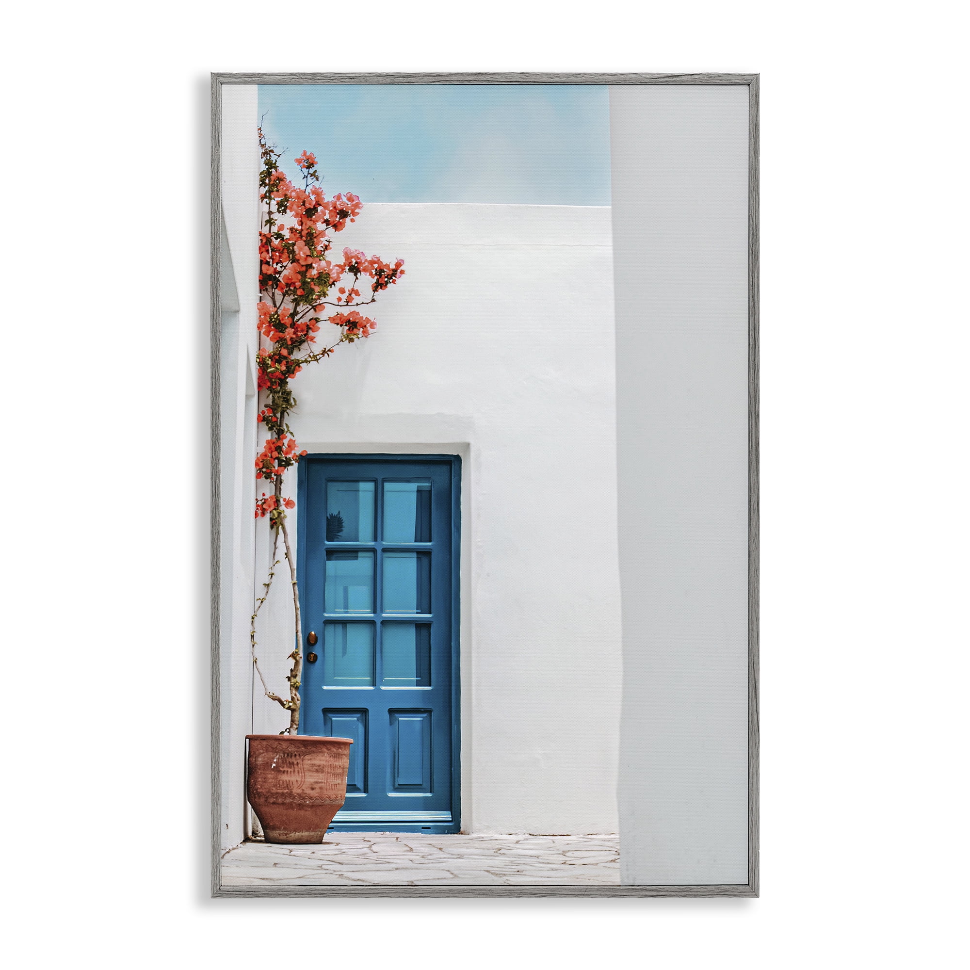 Stupell Industries Blue Villa Door Town & City Photography Gray Framed Art Print Wall Art, 16 x 24