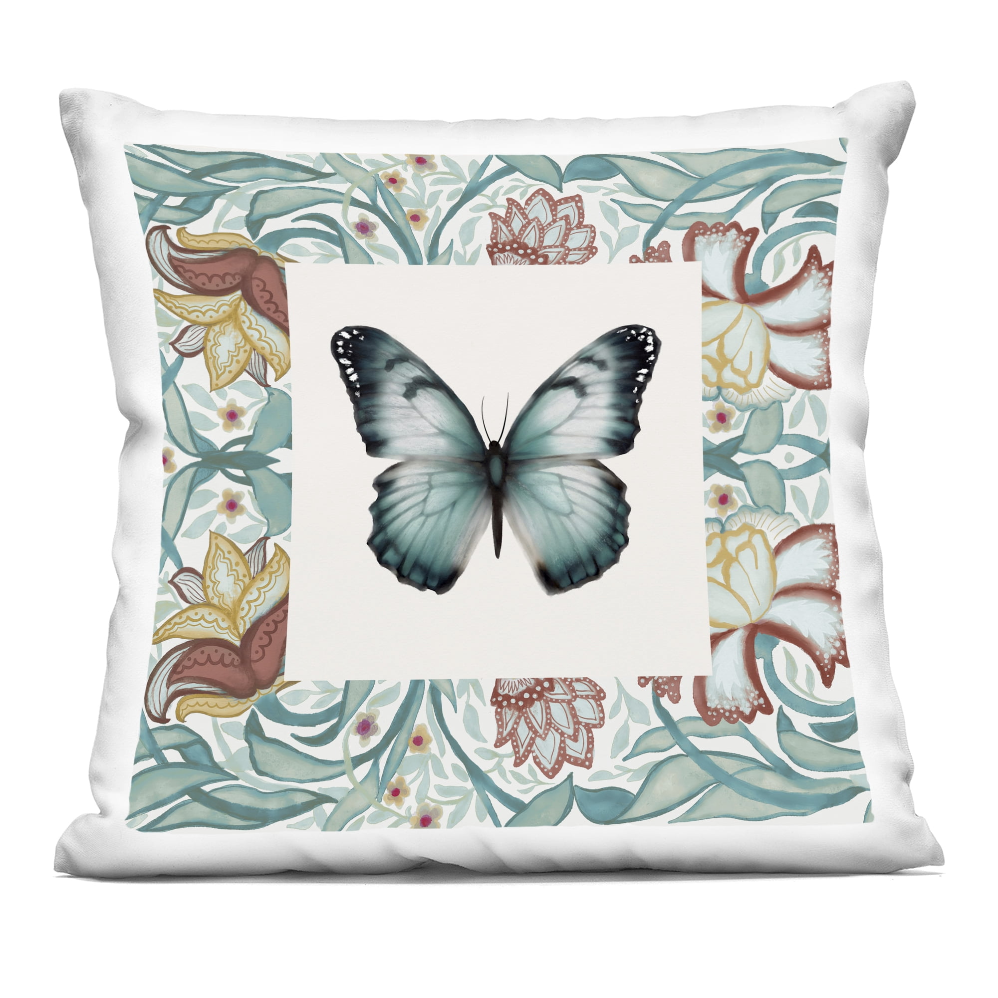 Stupell Industries Blue Vintage Butterfly Florals Decorative Printed Throw Pillow, design by Elizabeth Medley