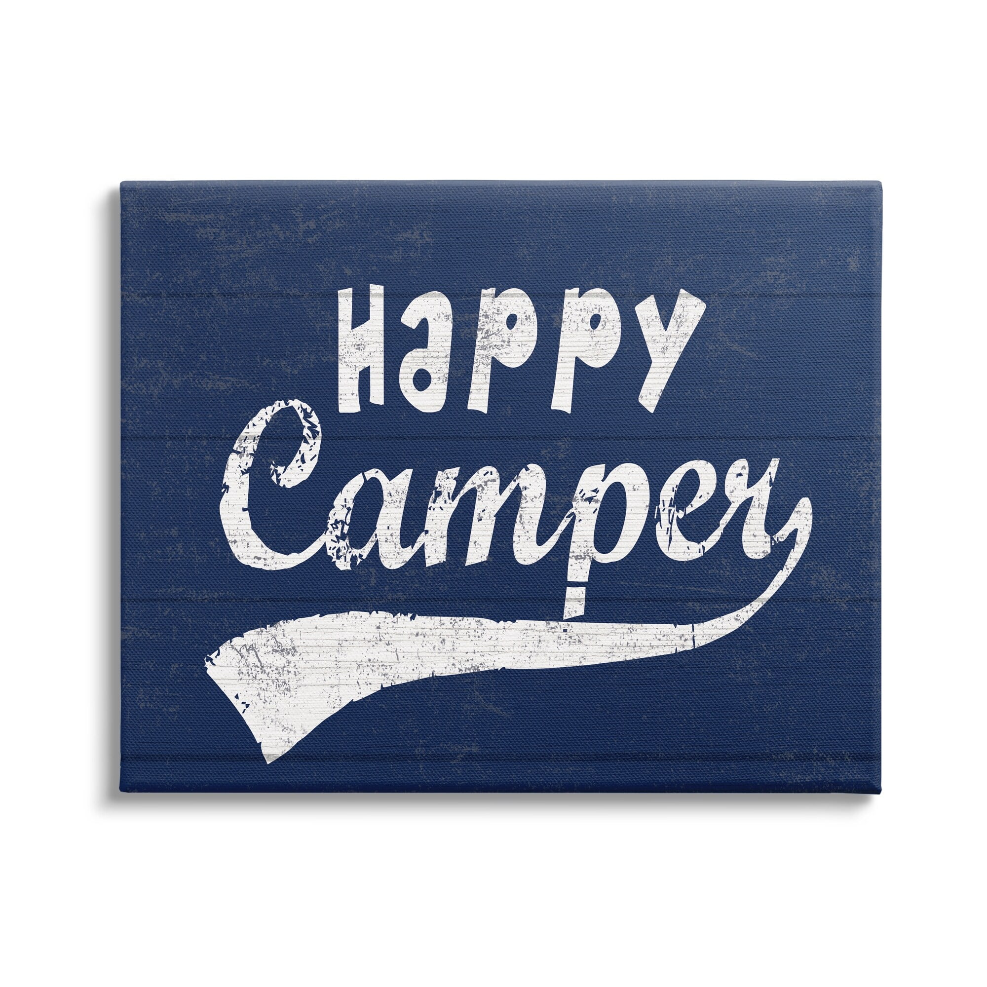 Stupell Industries Blue Vintage Style Happy Camper Typography , 40 x 30, Design by Lil' Rue