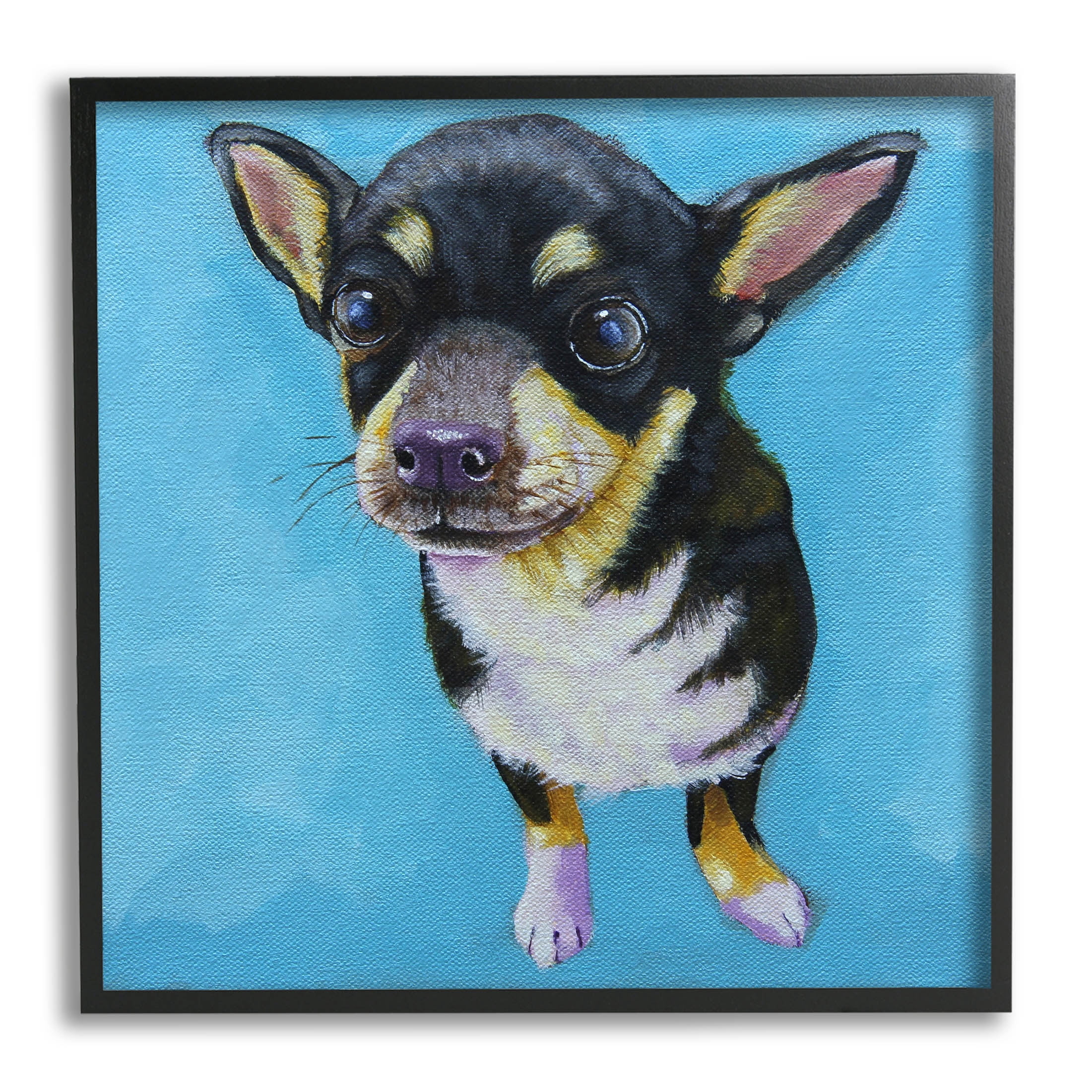 Stupell Industries Blue Vivid Chihuahua Dog Painting Black Framed Art Print Wall Art, Design by Lucia Stewart