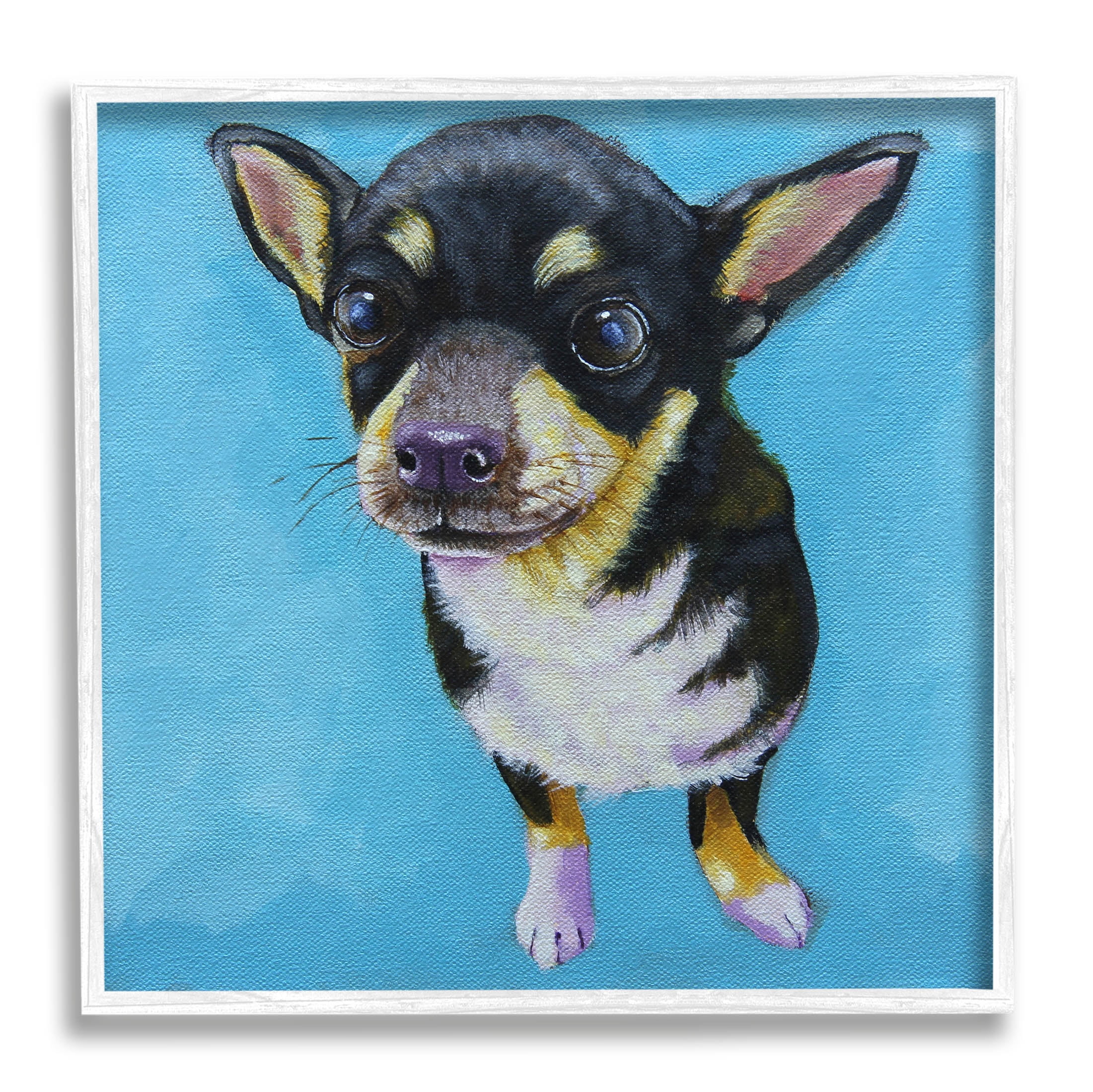 Stupell Industries Blue Vivid Chihuahua Dog Painting White Framed Art Print Wall Art, Design by Lucia Stewart