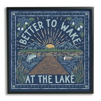 Stupell Industries Blue Wake at Lake Phrase Nature Painting Black Framed Art Print Wall Art, 12 x 12