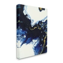 Stupell Industries Blue Waters Moving Through White Abstraction Modern Design Abstract Painting Gallery Wrapped Canvas Print Wall Art, 16 x 20