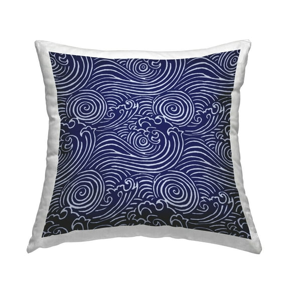 Stupell Industries Blue Wave Pattern Decorative Printed Throw Pillow, 18 x 18