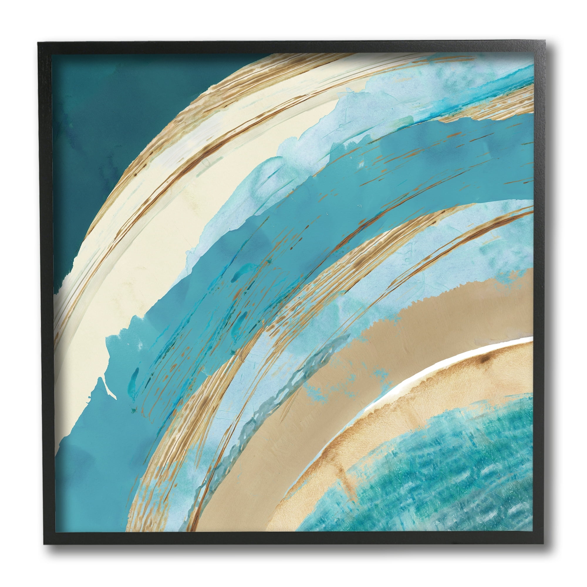 Stupell Industries Blue Wave Rainbow Abstract Blue Beige Arches,12 x 12,Designed by Flora Kouta
