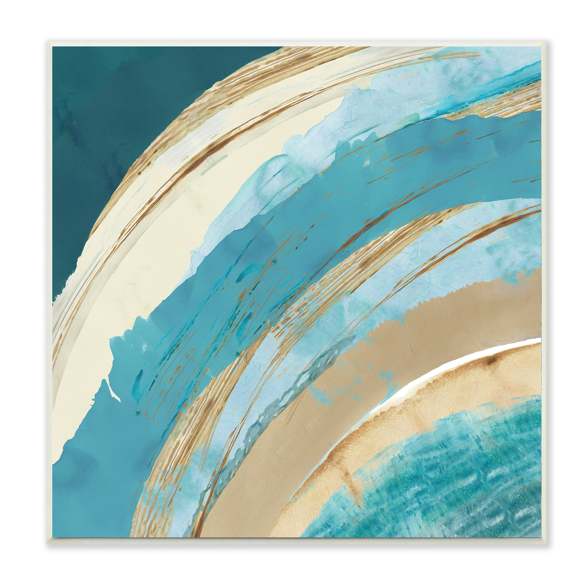 Stupell Industries Blue Wave Rainbow Abstract Blue Beige Arches,12 x 12,Designed by Flora Kouta