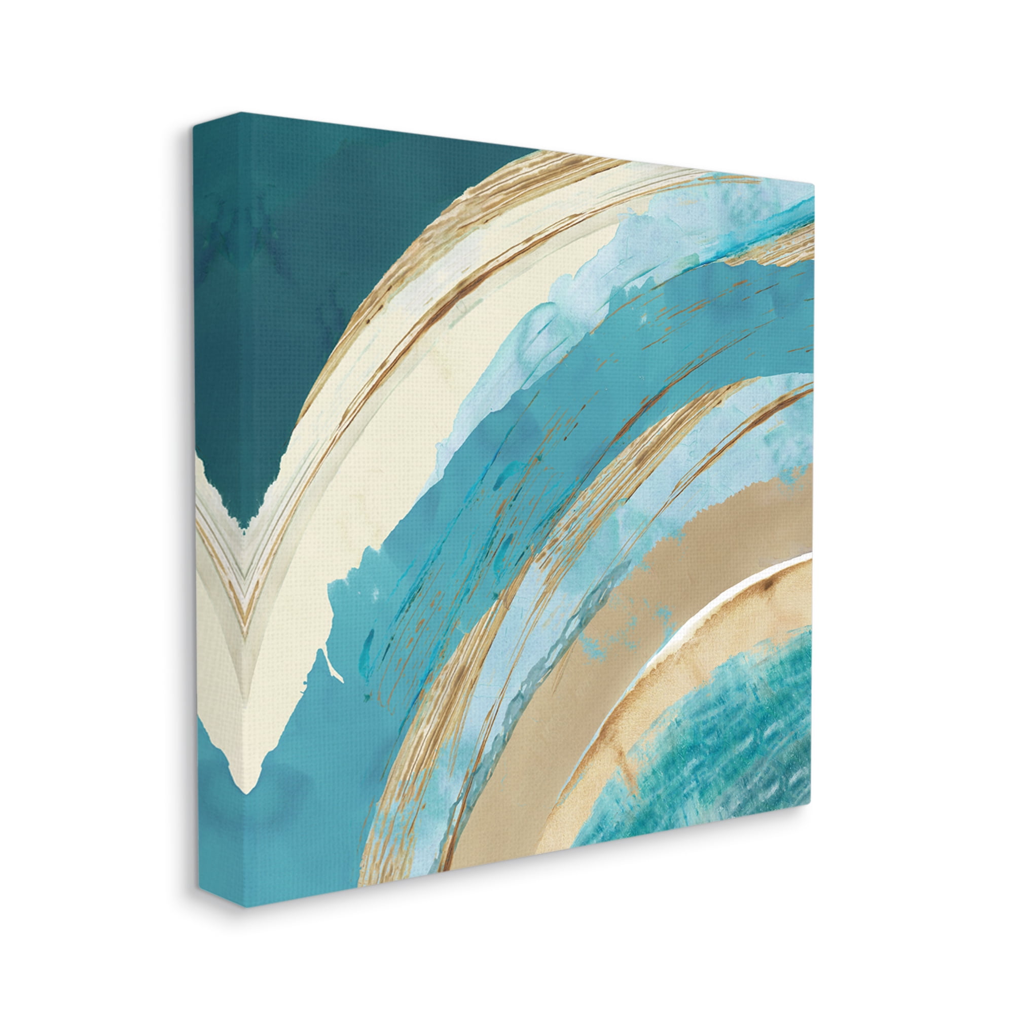Stupell Industries Blue Wave Rainbow Abstract Blue Beige Arches,36 x 36,Designed by Flora Kouta