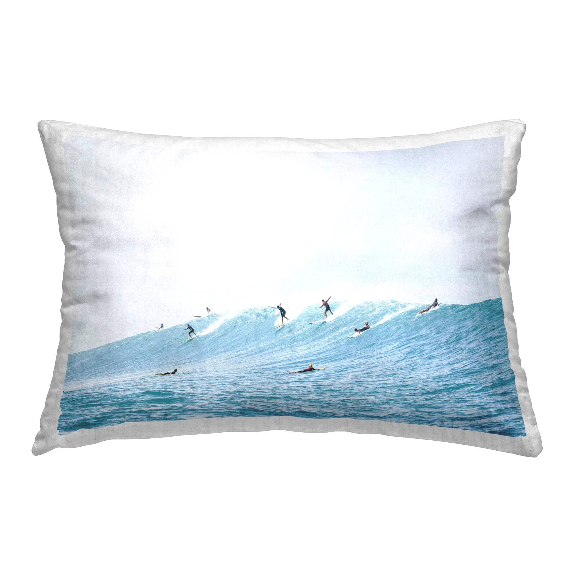Stupell Industries Blue Wave Surfers Decorative Printed Throw Pillow Design by Sisi and Seb.