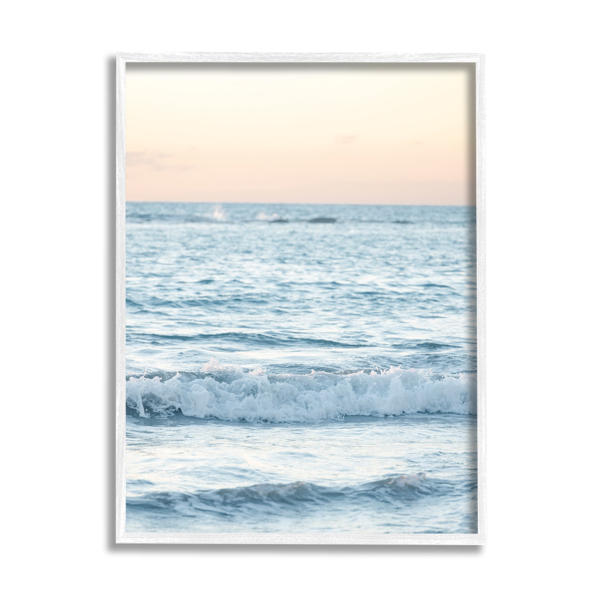 Stupell Industries Blue Waves at Sunset Nature Photography White Framed Art Print Wall Art, 11 x 14