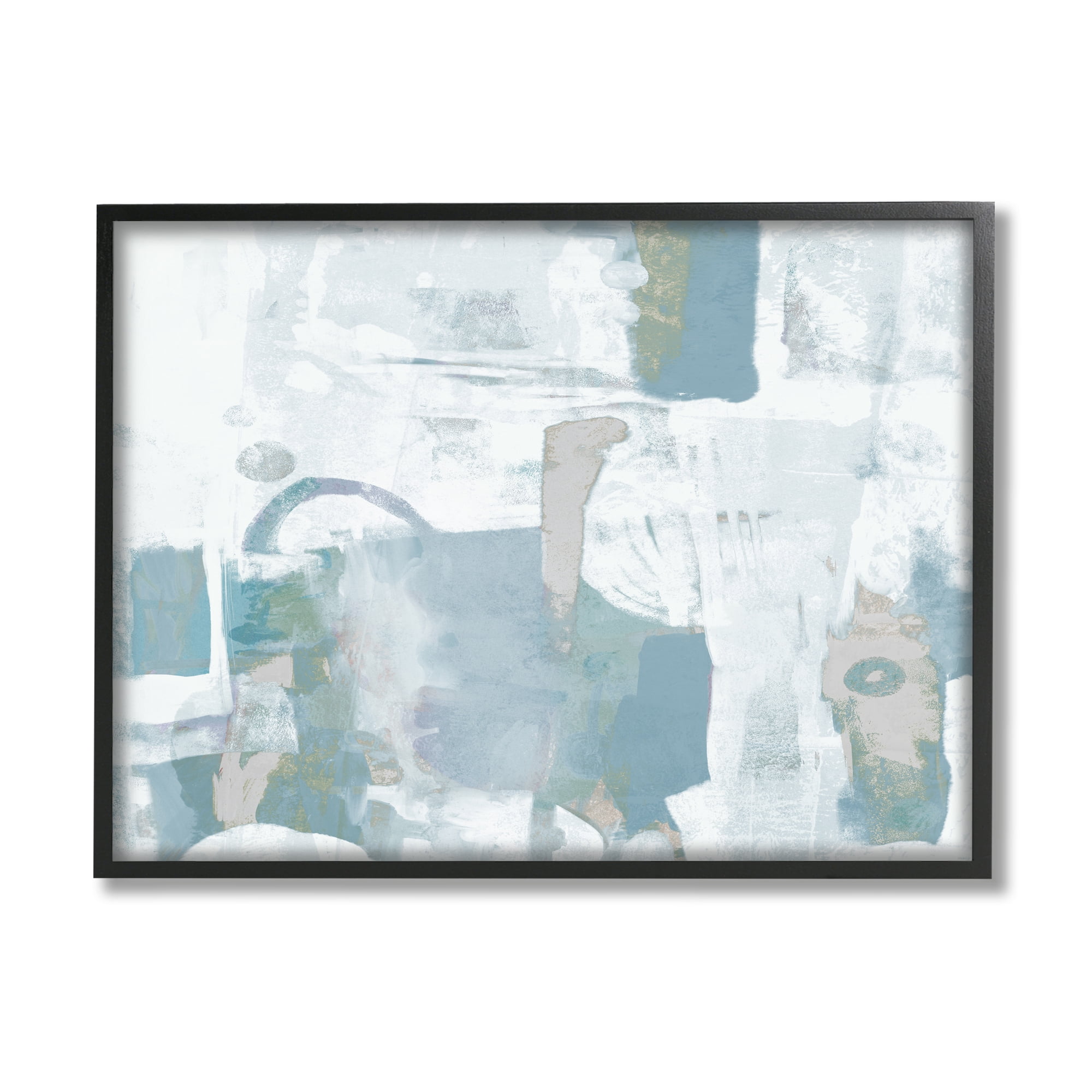 Stupell Industries Blue White Abstract Painting Tranquil Tones Busy Movement Black Framed Art Print Wall Art, 14x11, by Dan Meneely