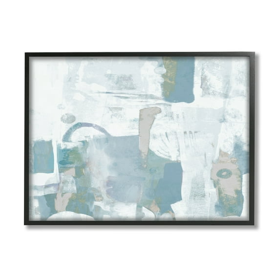 Stupell Industries Blue White Abstract Painting Tranquil Tones Busy Movement Black Framed Art Print Wall Art, 30x24, by Dan Meneely