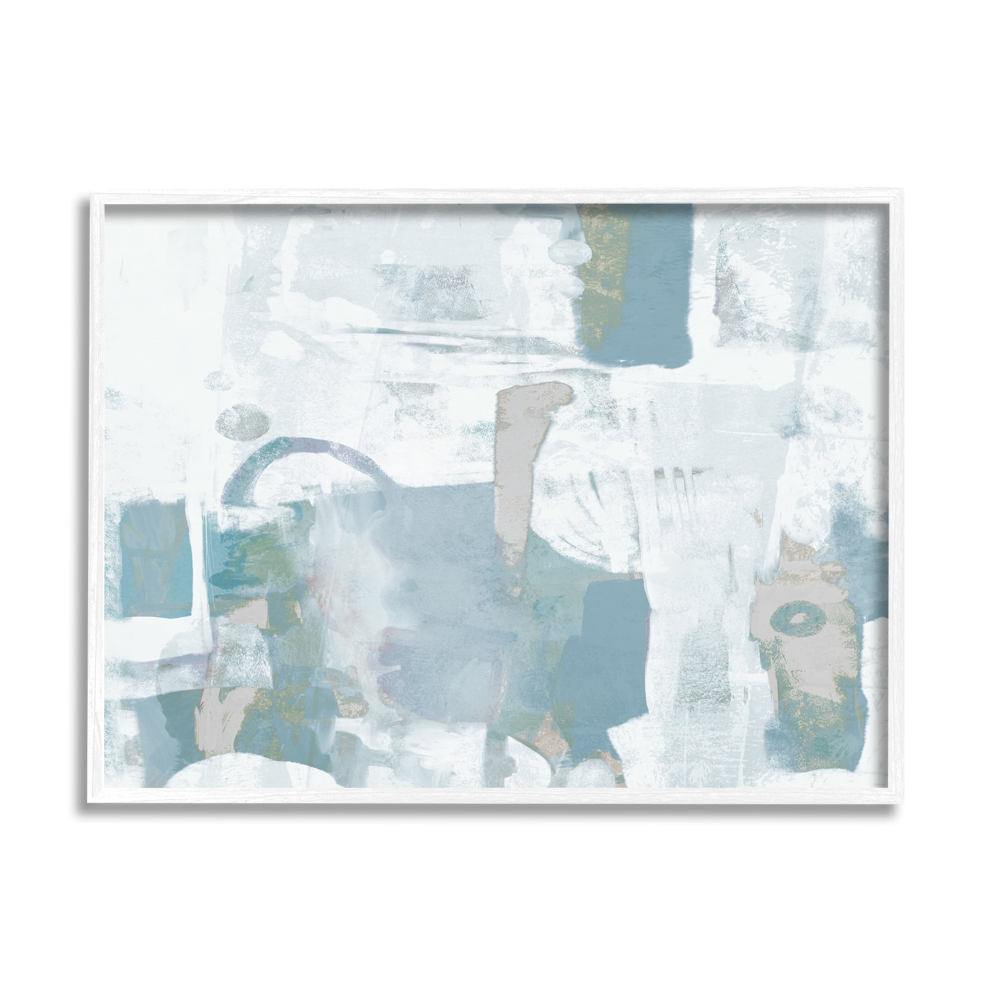 Stupell Industries Blue White Abstract Painting Tranquil Tones Busy Movement White Framed Art Print Wall Art, 14x11, by Dan Meneely