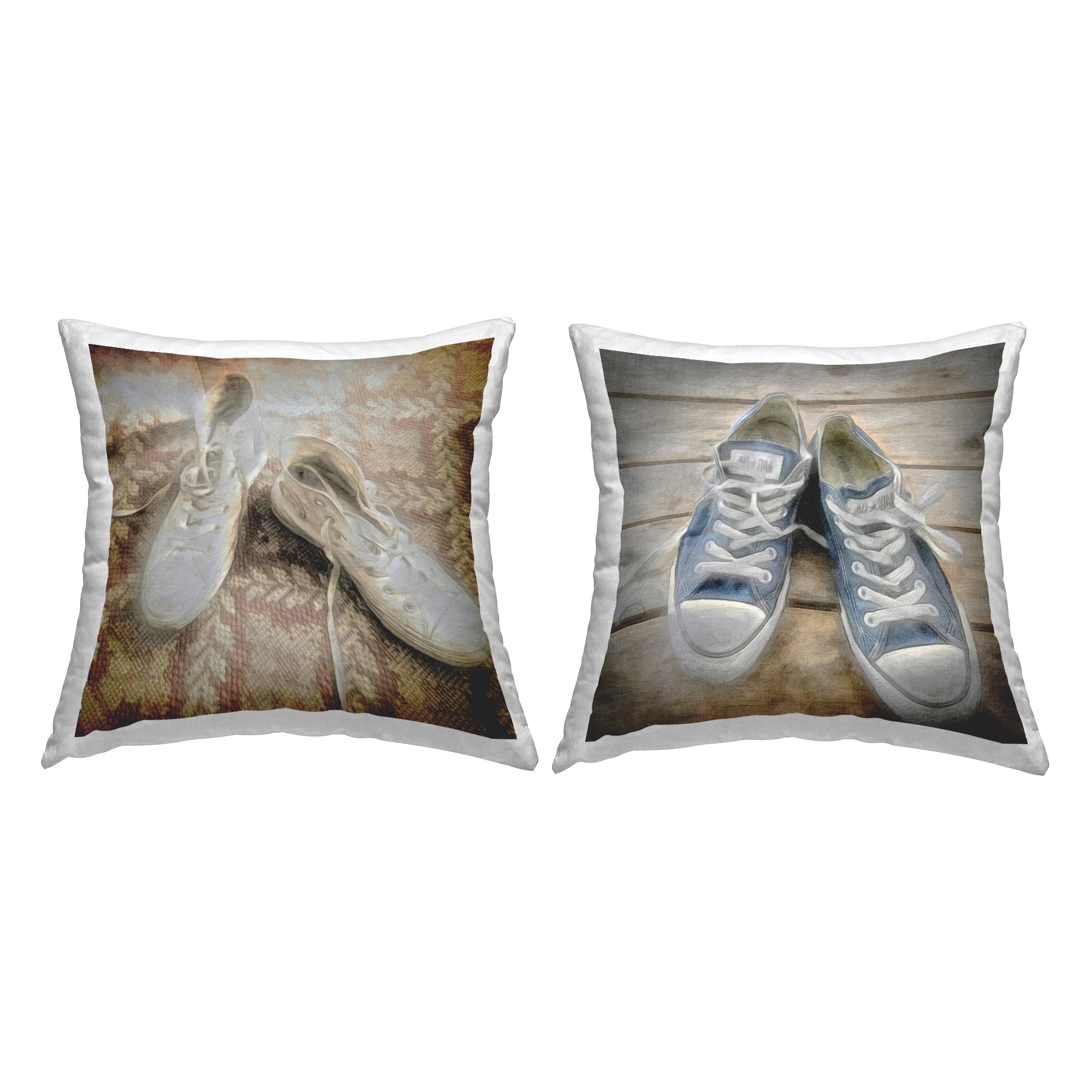 Stupell Industries Blue & White Classic Sneakers Decorative Printed Throw Pillow Design by Graffi*tee Studios.