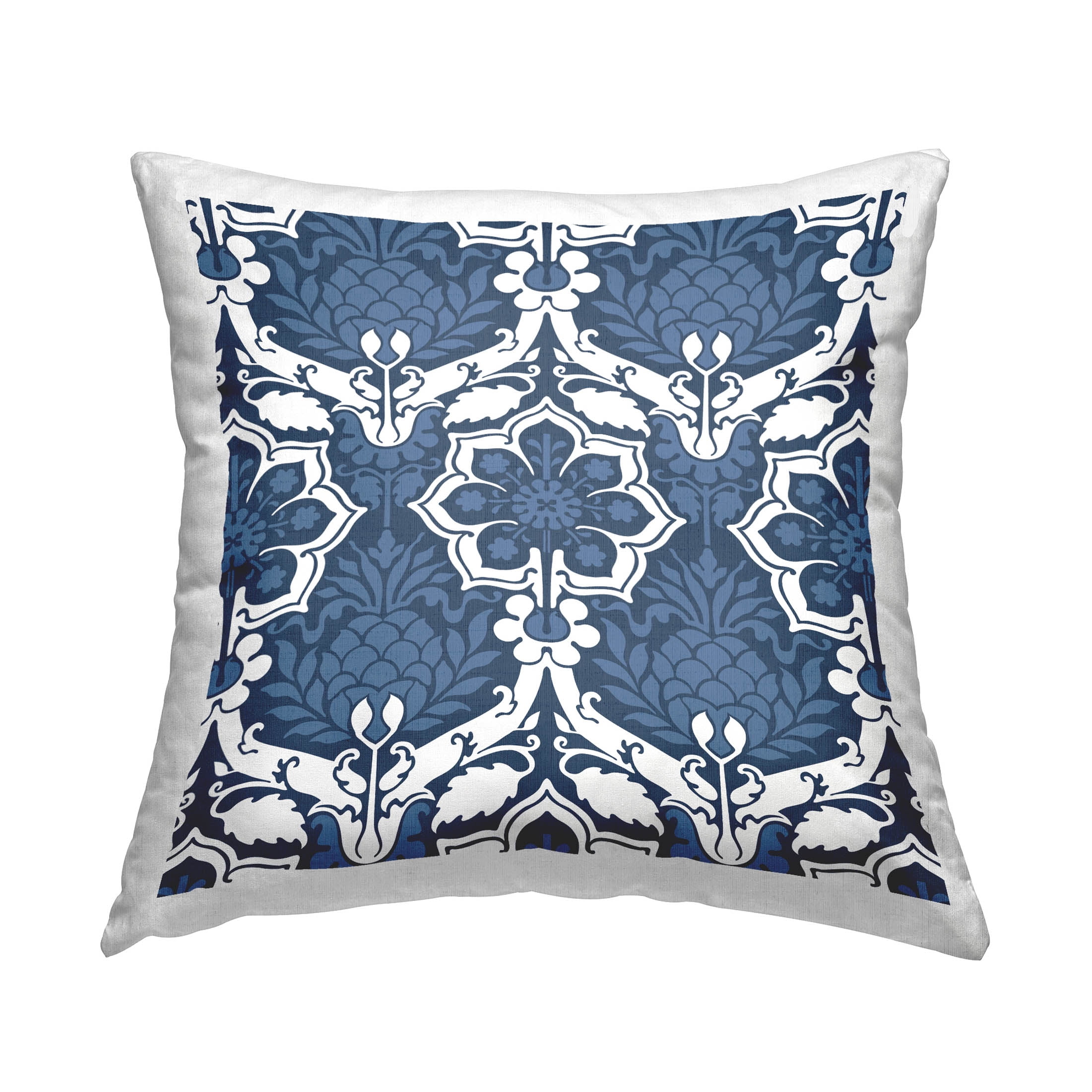 Stupell Industries Blue White Damask Pattern Printed Throw Pillow Design by George Tygert
