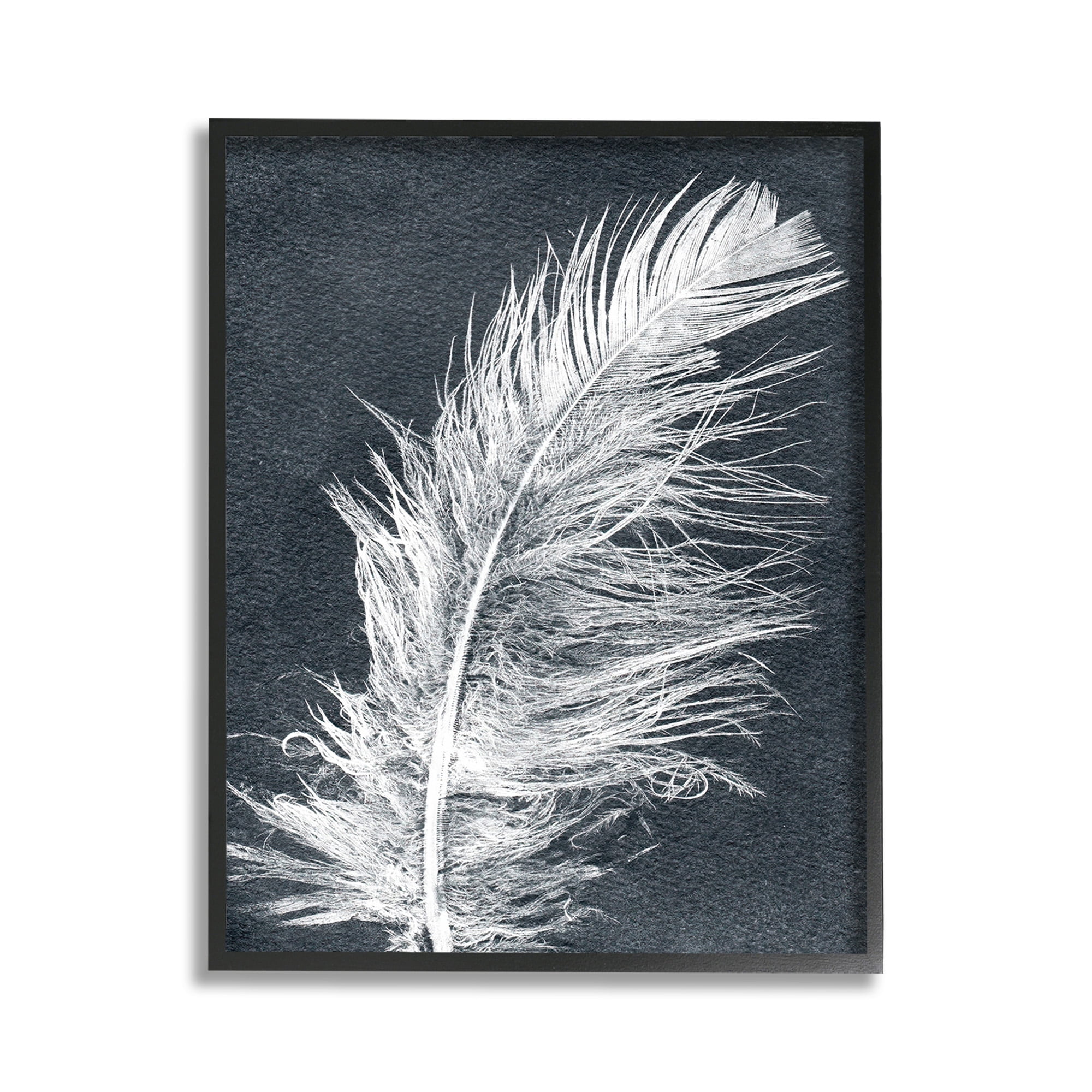 Stupell Industries Blue & White Feather Animals & Insects Painting Black Framed Art Print Wall Art, 11 x 14