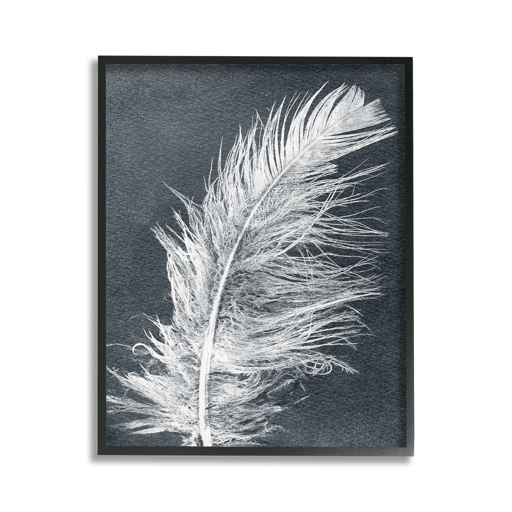 Stupell Industries Blue & White Feather Animals & Insects Painting Black Framed Art Print Wall Art, 24 x 30