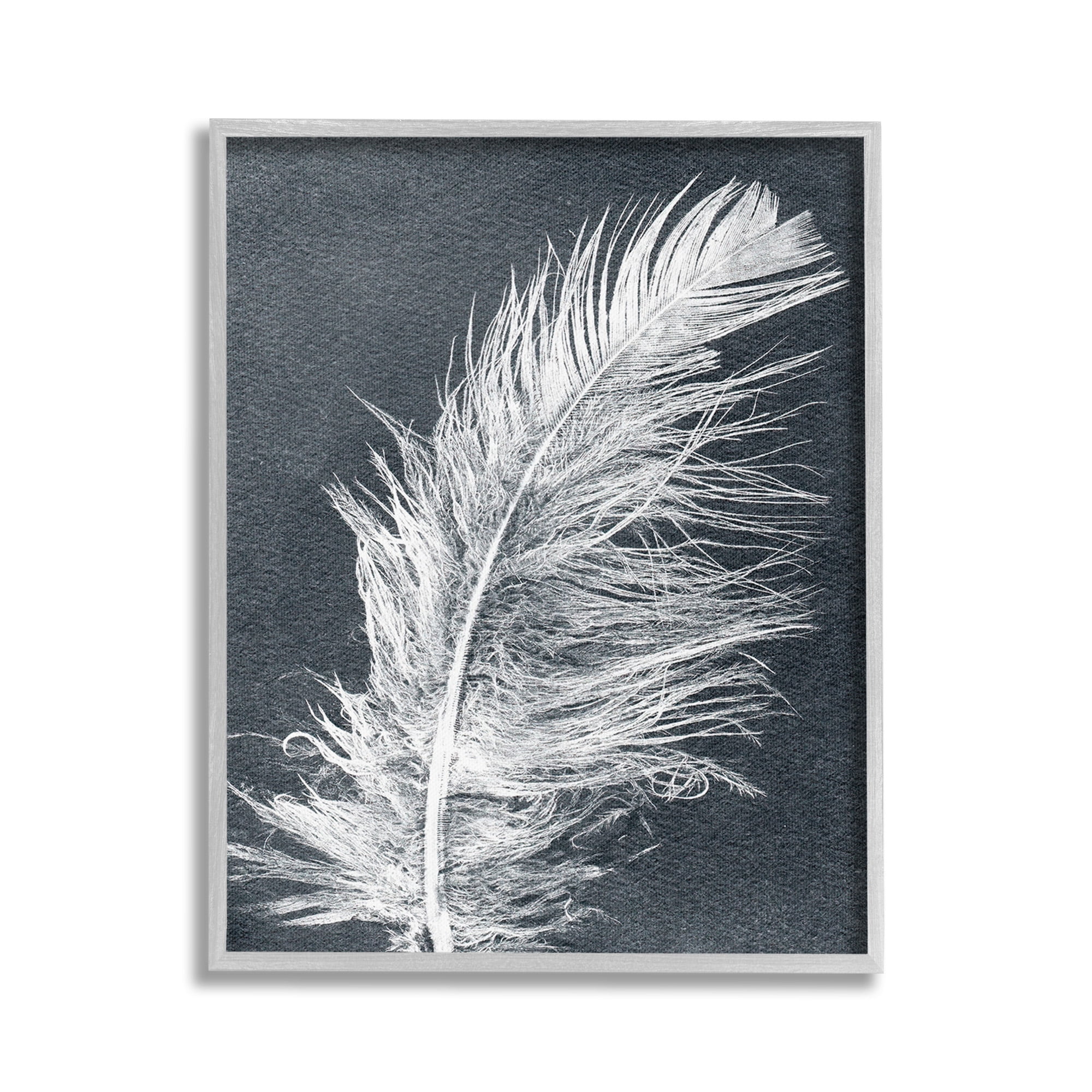 Stupell Industries Blue & White Feather Animals & Insects Painting Gray Framed Art Print Wall Art, 24 x 30