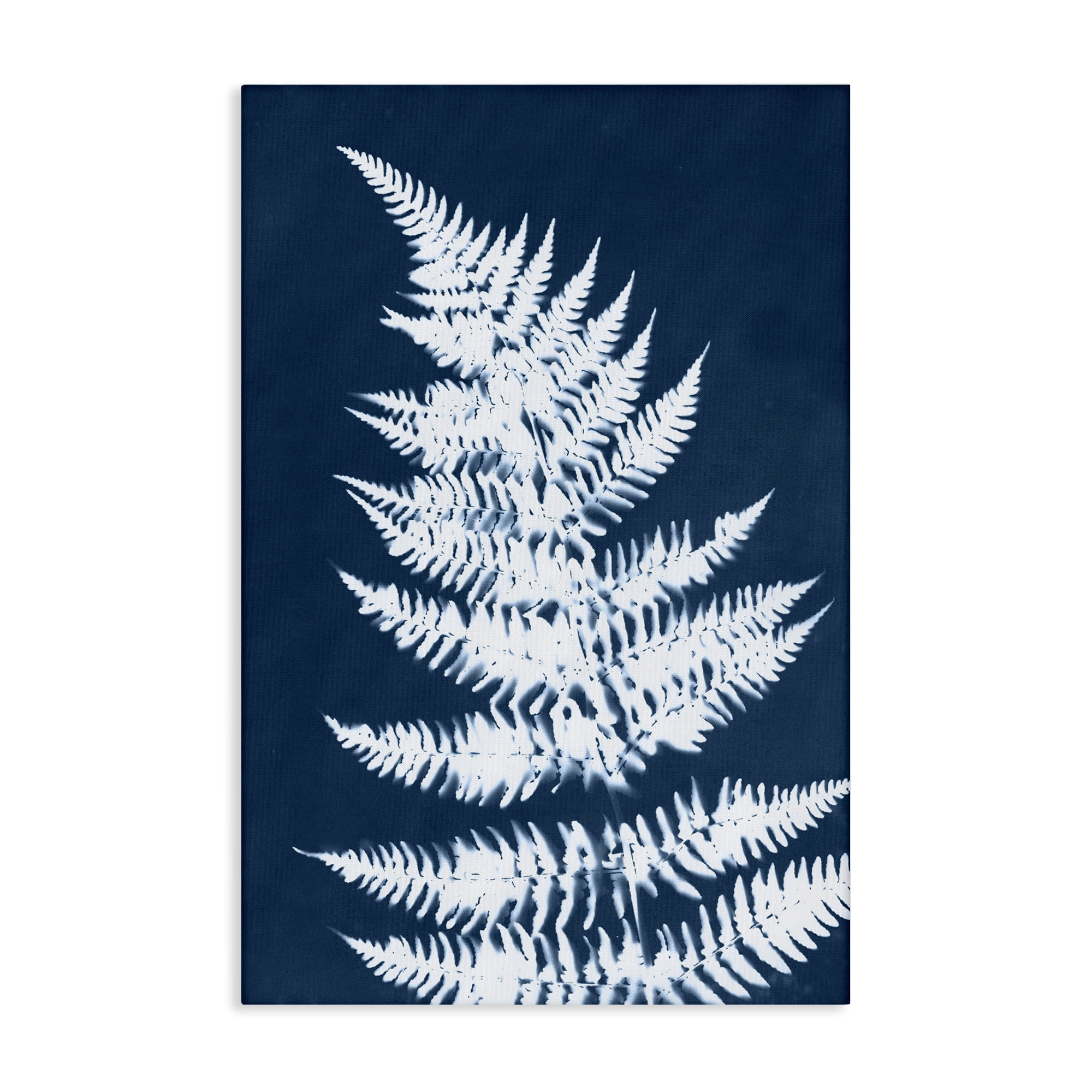 Stupell Industries Blue & White Fern Botanical & Floral Painting Gallery Wrapped Canvas Art Print Wall Art, 30 x 45