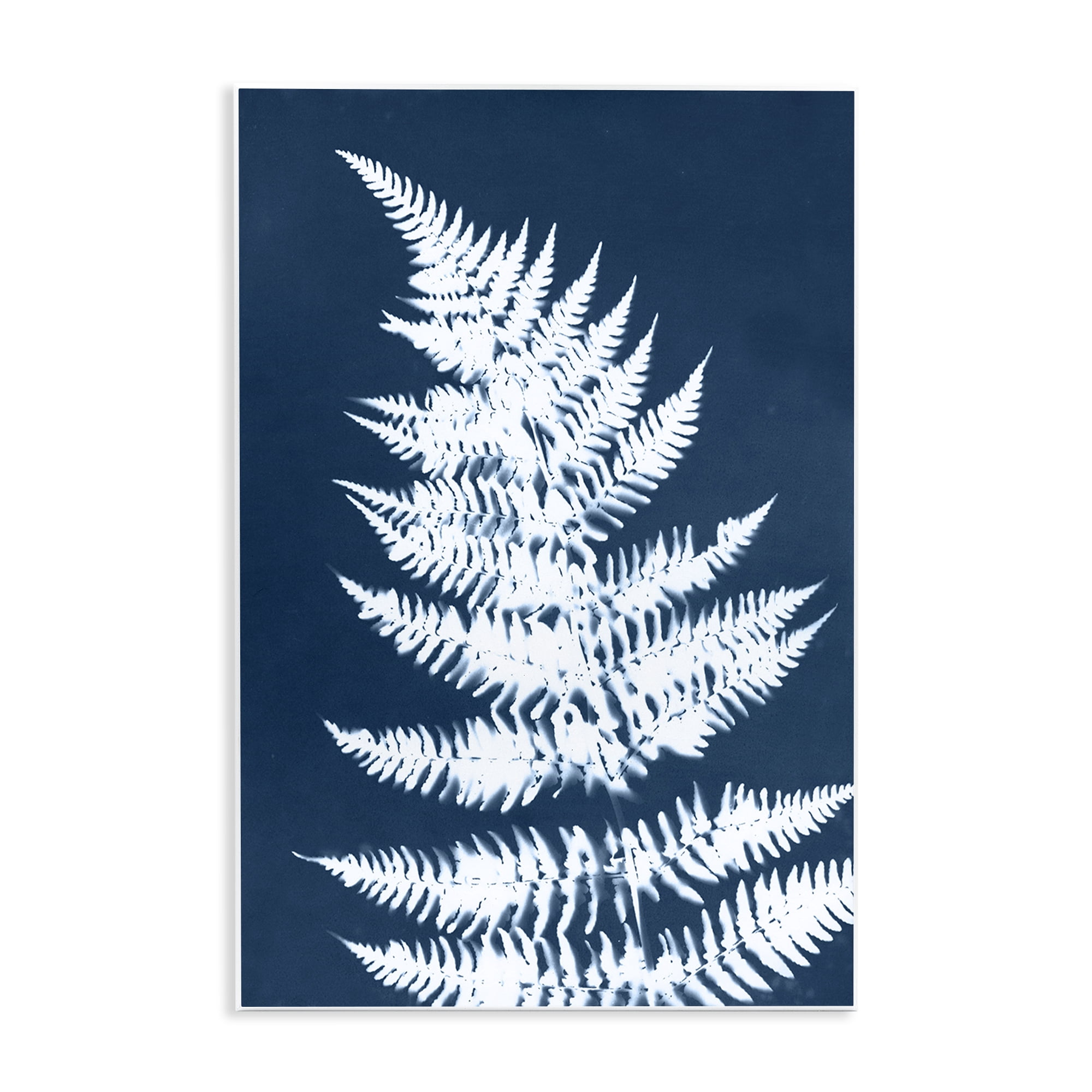 Stupell Industries Blue & White Fern Botanical & Floral Painting Unframed Art Print Wall Art, 13 x 19