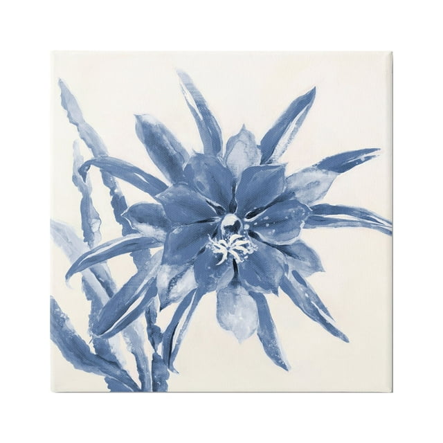 Stupell Industries Blue & White Flower Botanical & Floral Painting Gallery Wrapped Canvas Print Wall Art, 17 x 17