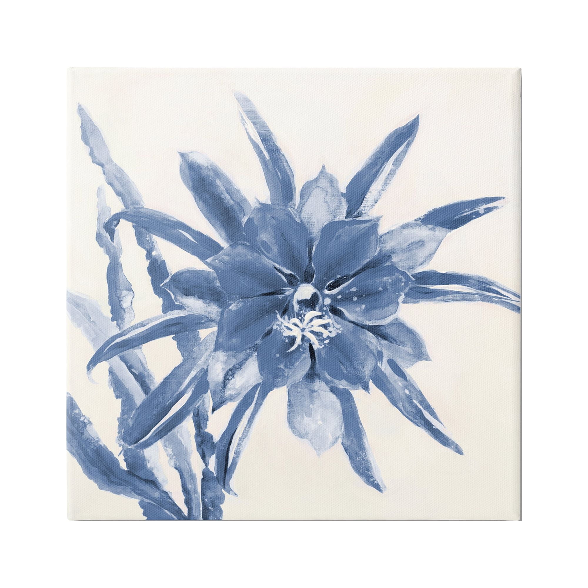 Stupell Industries Blue & White Flower Botanical & Floral Painting Gallery Wrapped Canvas Print Wall Art, 30 x 30