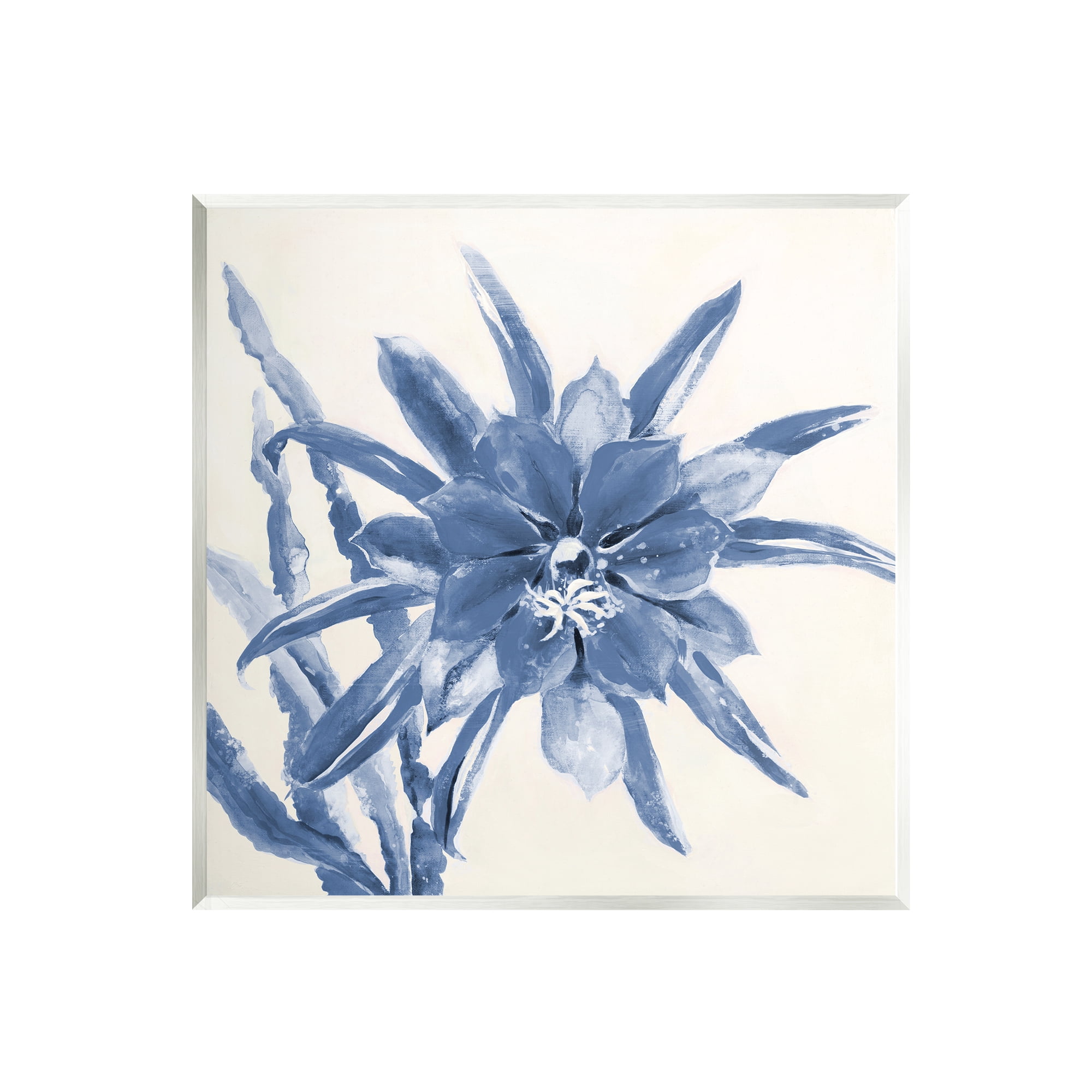 Stupell Industries Blue & White Flower Botanical & Floral Painting Unframed Art Print Wall Art, 12 x 12