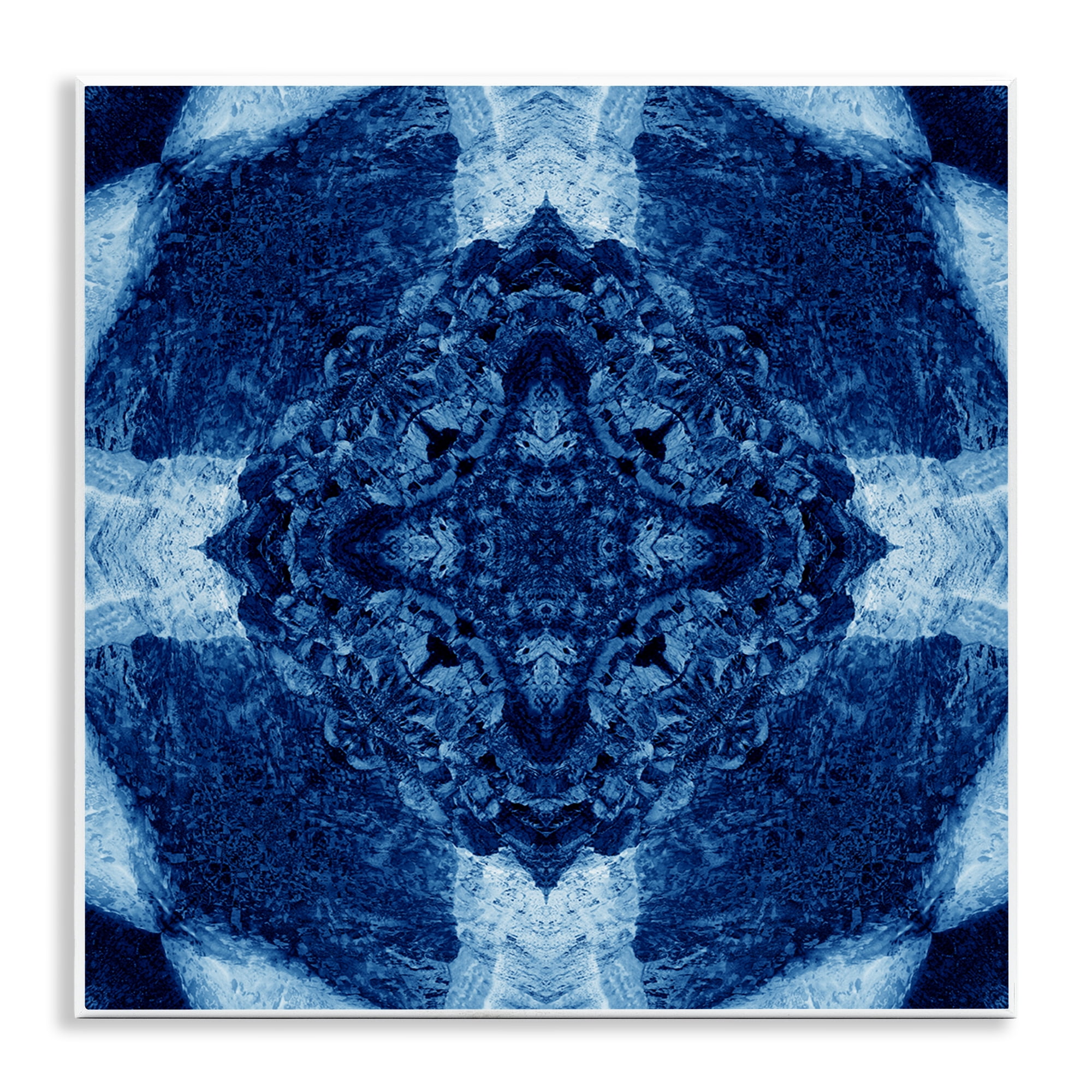 Stupell Industries Blue & White Geometric Abstract Painting Unframed Art Print Wall Art, 12 x 12