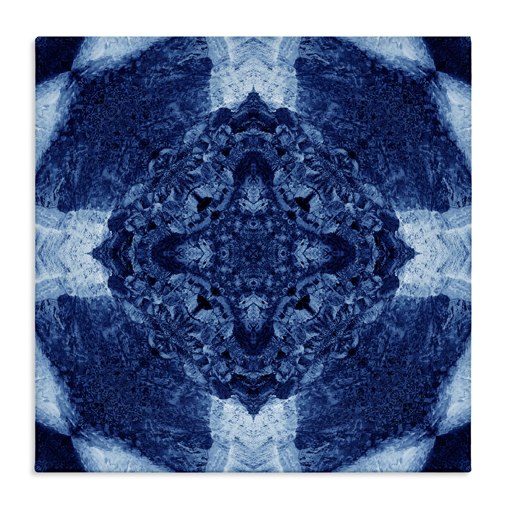 Stupell Industries Blue & White Geometric Abstract Painting Wrapped Canvas Art Print Wall Art, 30 x 30