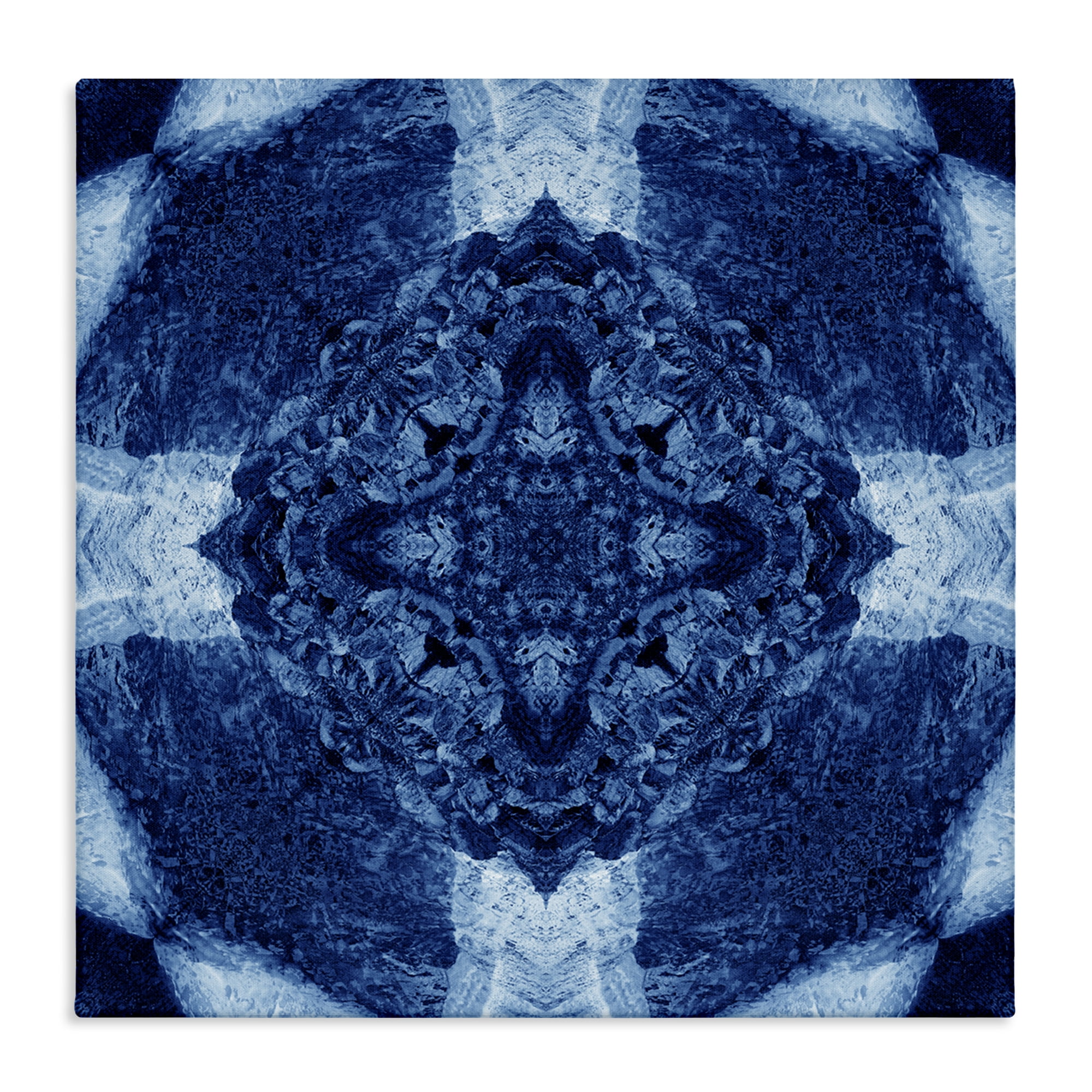 Stupell Industries Blue & White Geometric Abstract Painting Wrapped Canvas Art Print Wall Art, 36 x 36