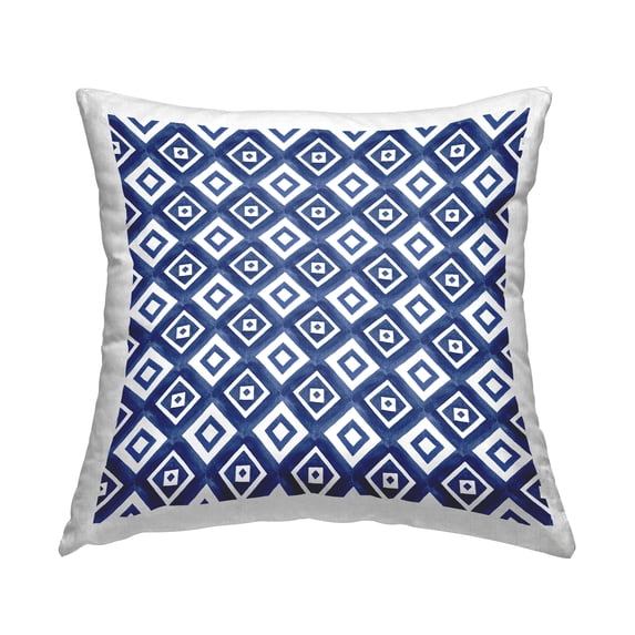 Stupell Industries Blue White Geometric Boho Shapes Pattern Design by Nancy McKenzie Throw Pillow