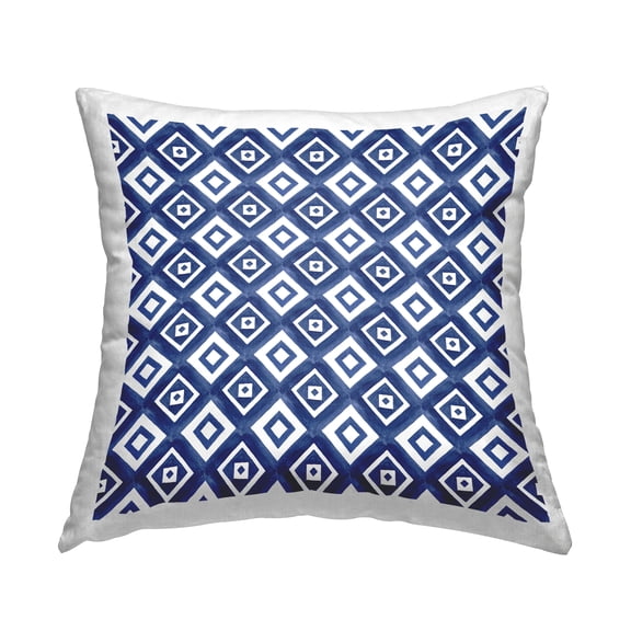 Stupell Industries Blue White Geometric Boho Shapes Pattern Design by Nancy McKenzie Throw Pillow