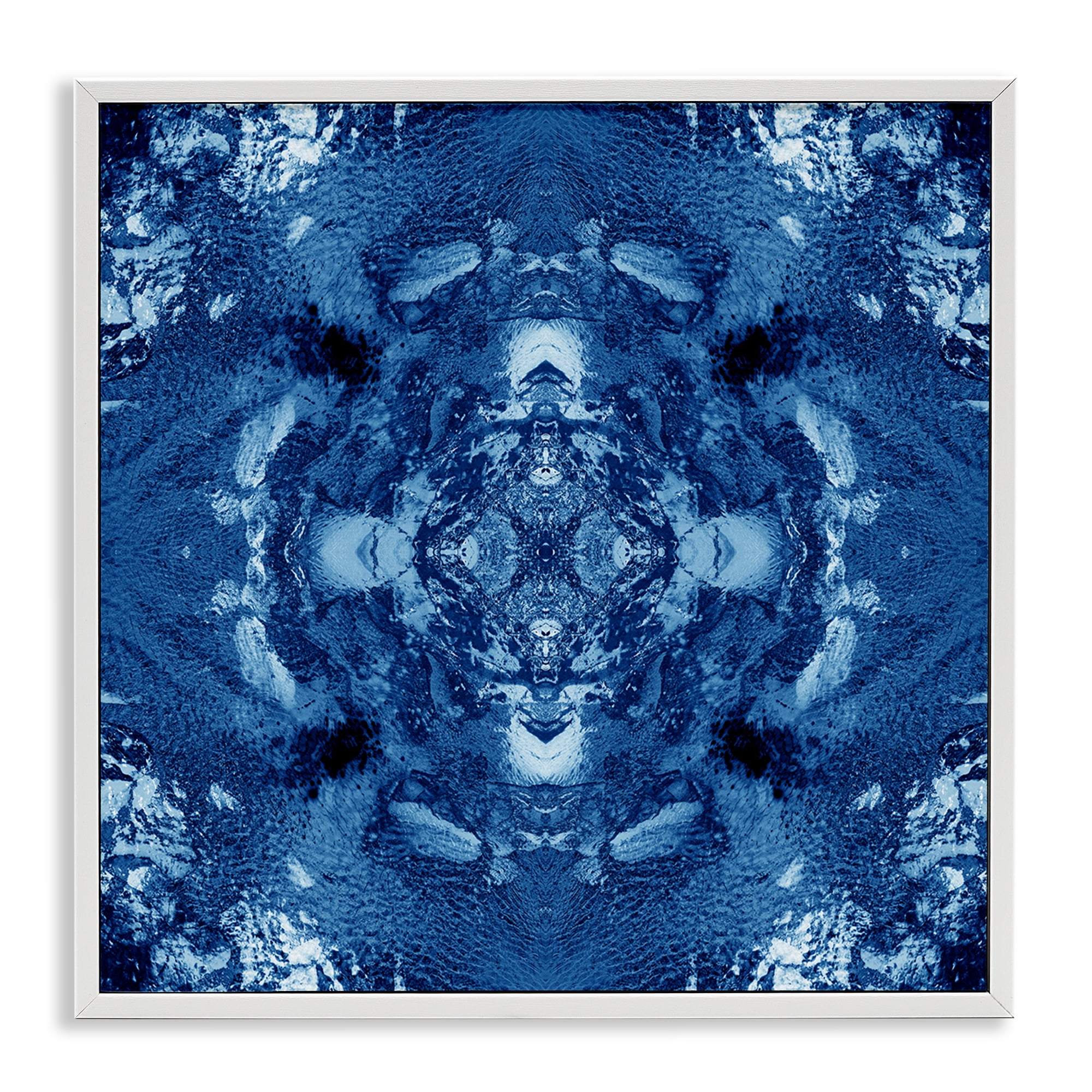 Stupell Industries Blue & White Mosaic Abstract Painting White Framed Art Print Wall Art, 17 x 17