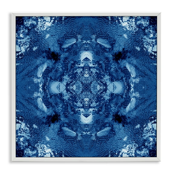 Stupell Industries Blue & White Mosaic Abstract Painting White Framed Art Print Wall Art, 17 x 17