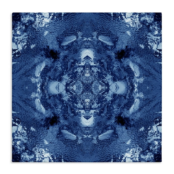 Stupell Industries Blue & White Mosaic Abstract Painting Wrapped Canvas Art Print Wall Art, 17 x 17