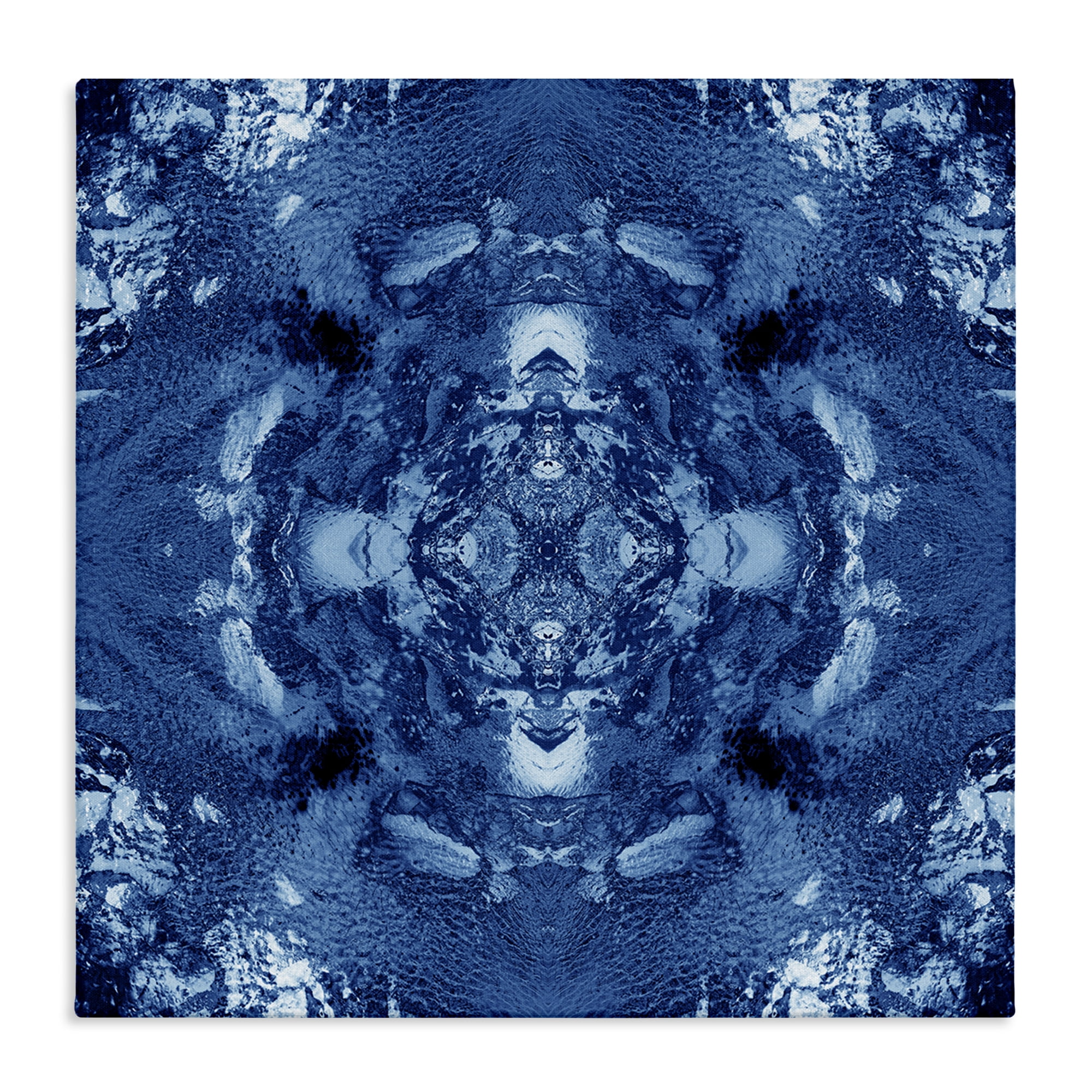 Stupell Industries Blue & White Mosaic Abstract Painting Wrapped Canvas Art Print Wall Art, 36 x 36