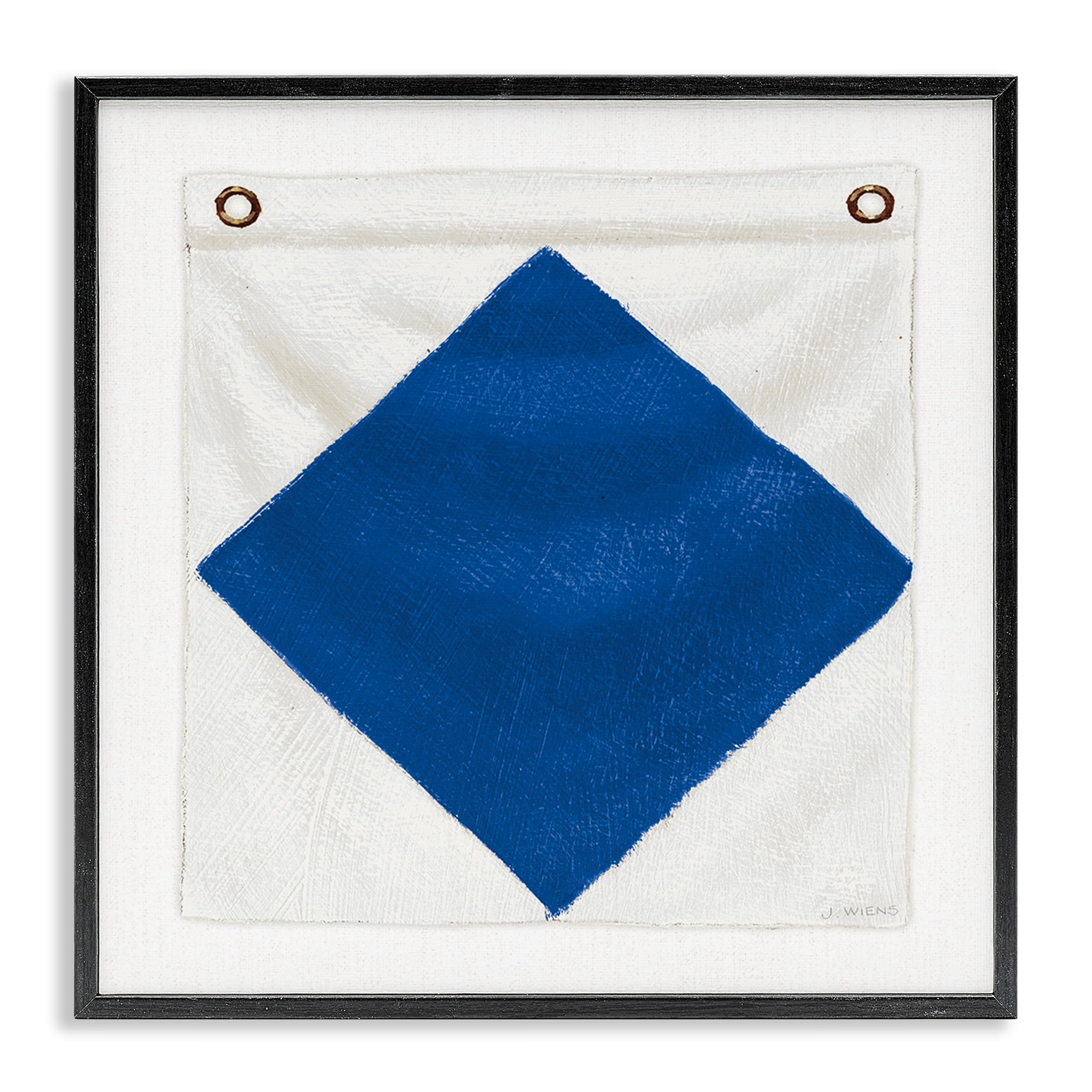 Stupell Industries Blue & White Nautical Flag Nautical & Beach Painting Black Framed Art Print Wall Art, 17 x 17