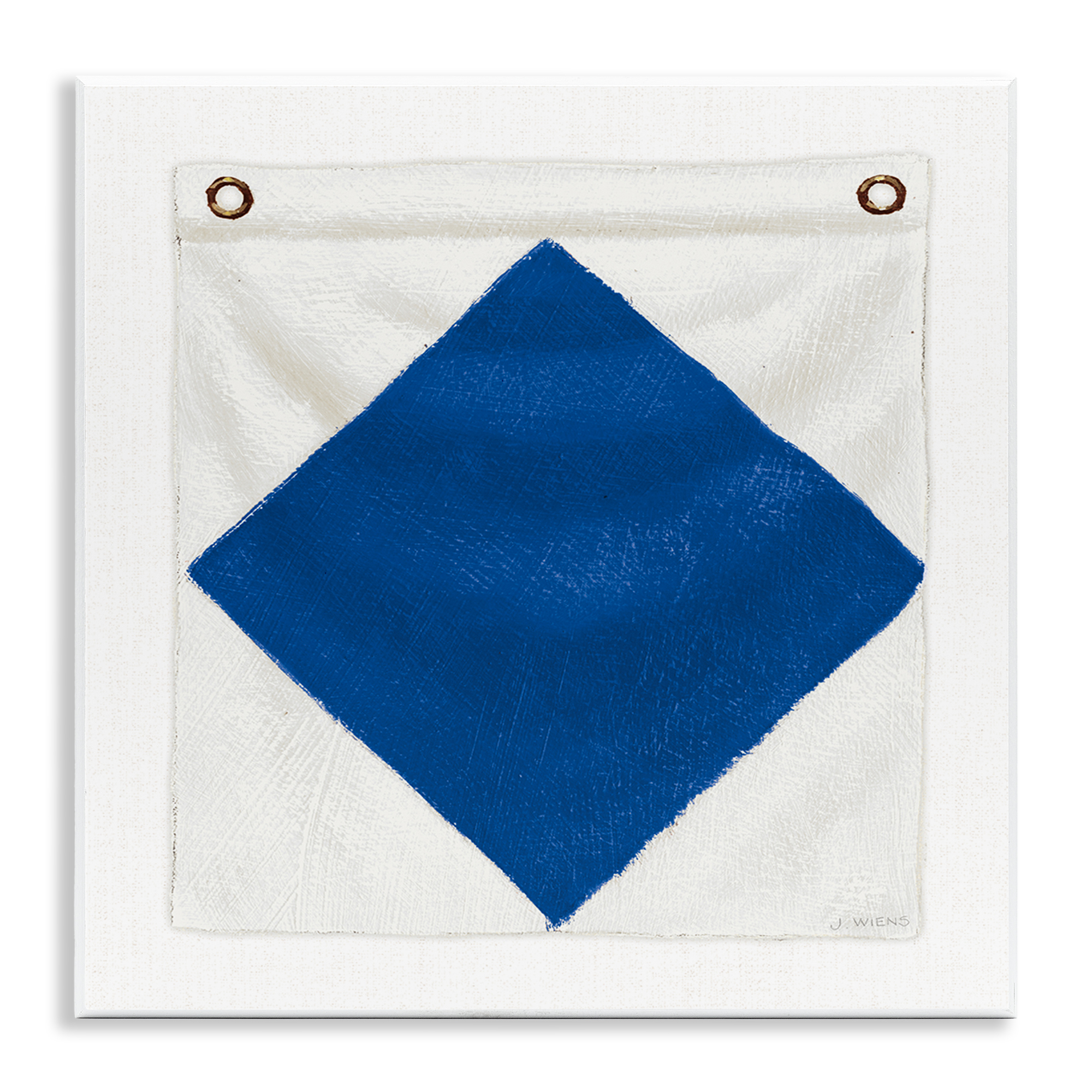 Stupell Industries Blue & White Nautical Flag Nautical & Beach Painting Unframed Art Print Wall Art, 12 x 12