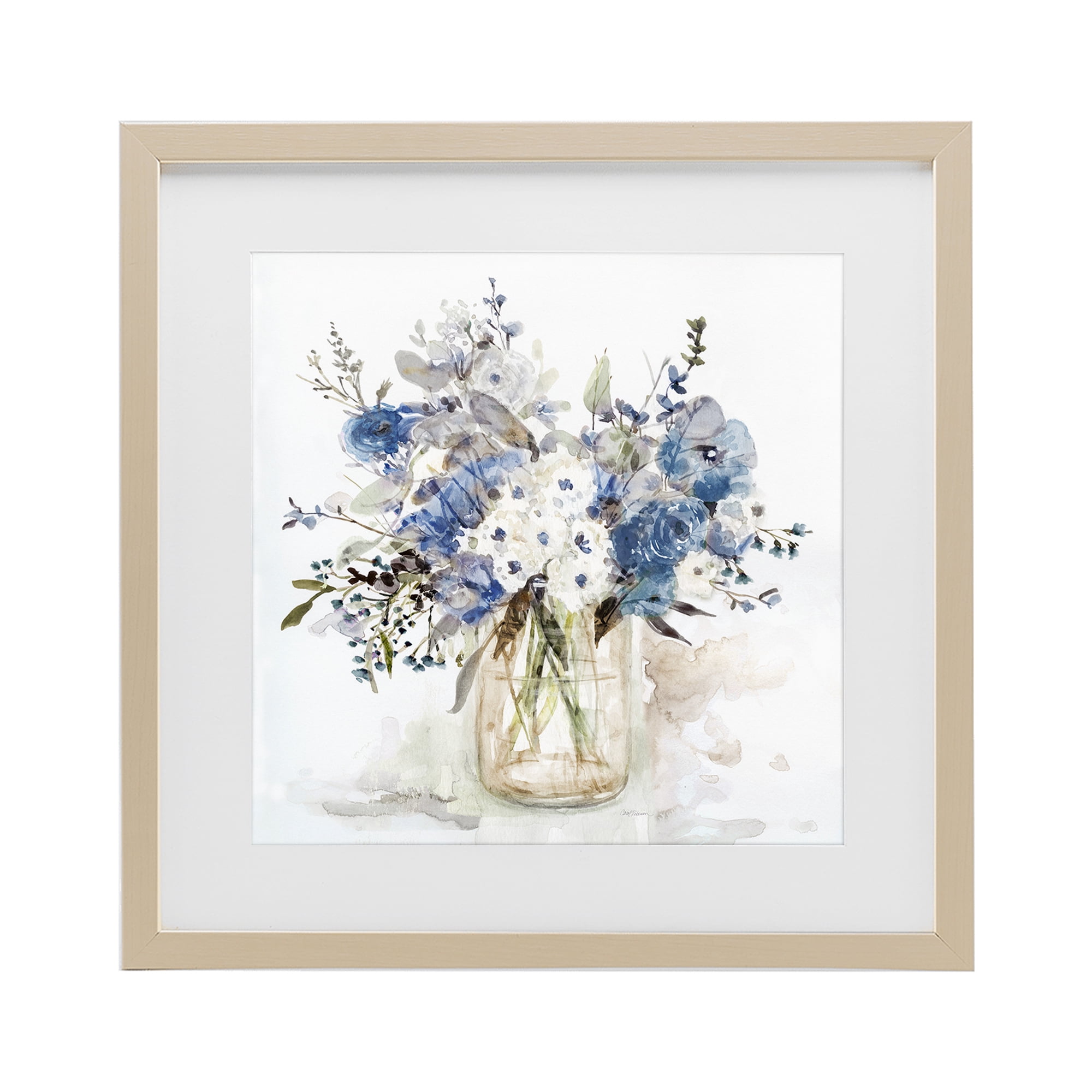 Stupell Industries Blue & White Spring Flowers Birch Framed Print Under Glass, design by Carol Robinson