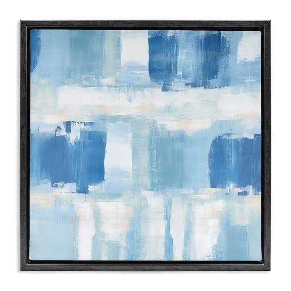 Stupell Industries Blue & White Visionaries Black Framed Floater Canvas Wall Art design by Irena Orlov, 18 x 18