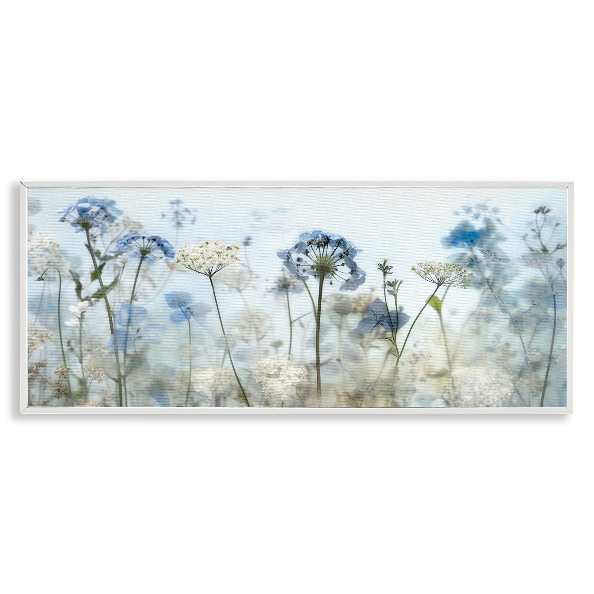 Stupell Industries Blue Wildflower Blooms Botanical & Floral Painting White Framed Art Print Wall Art, 24 x 10