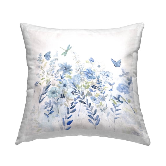 Stupell Industries Blue Wildflower Meadow Nature Printed Throw Pillow Design by Sally Swatland