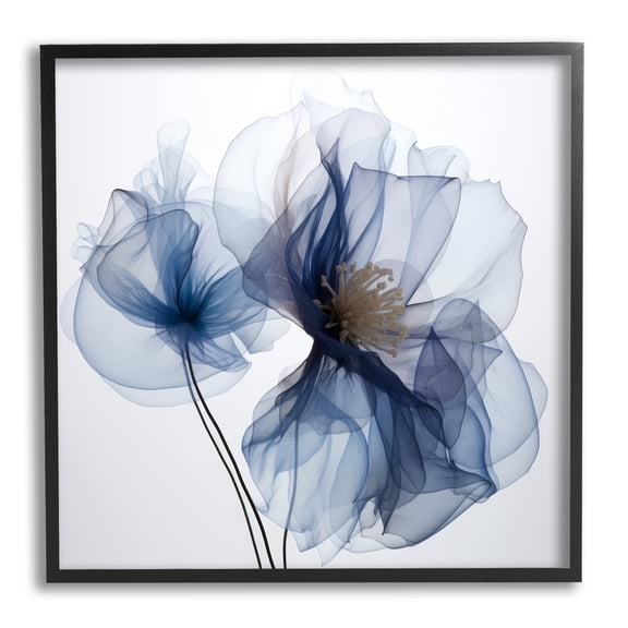 Stupell Industries Blue X-Ray Flowers Botanical & Floral Photography Black Framed Art Print Wall Art, 17 x 17