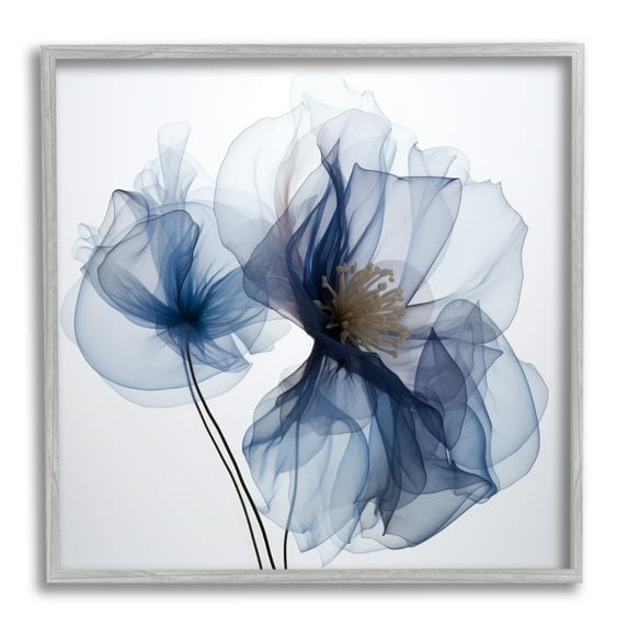 Stupell Industries Blue X-Ray Flowers Botanical & Floral Photography Gray Framed Art Print Wall Art, 24 x 24