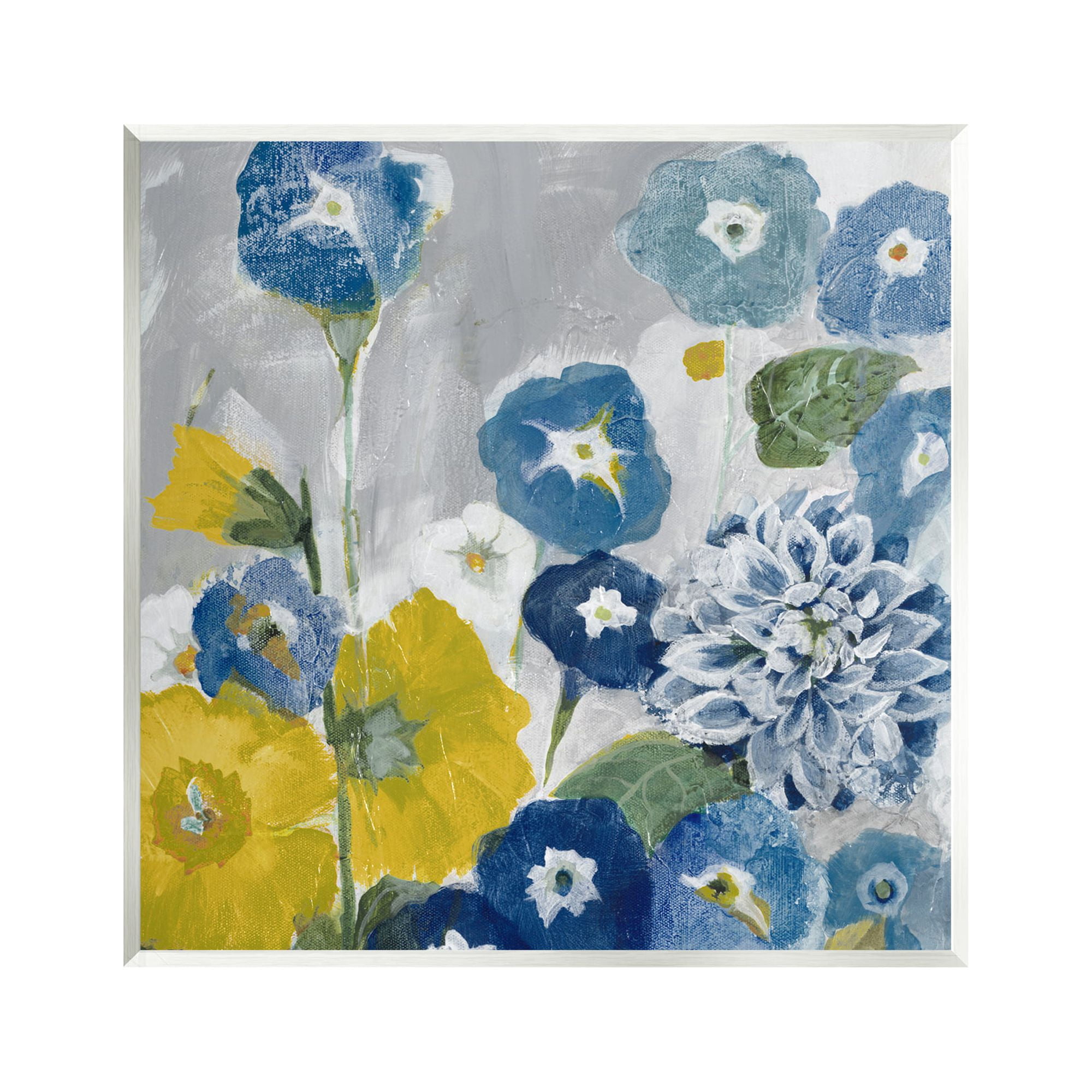 Stupell Industries Blue & Yellow Abstract Poppies Botanical & Floral Painting Unframed Art Print Wall Art