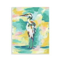 Stupell Industries Blue & Yellow Crane Animals Painting Unframed Art Print Wall Art, 11 x 14