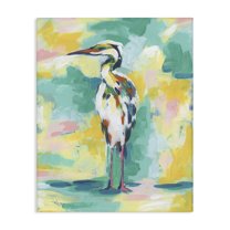 Stupell Industries Blue & Yellow Crane Animals Painting Wrapped Canvas Art Print Wall Art, 16 x 20