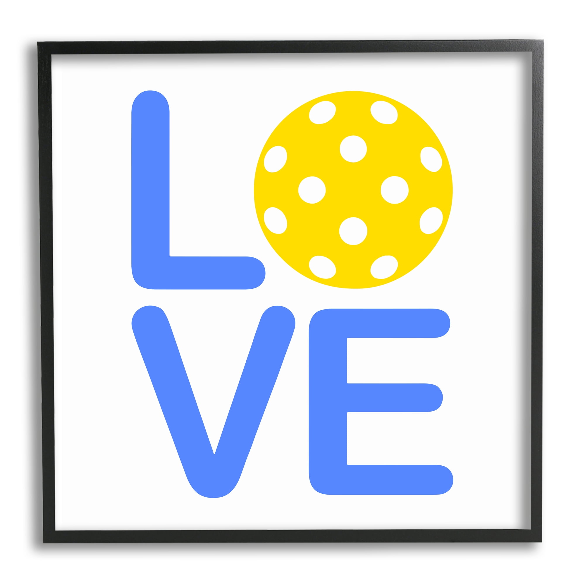 Stupell Industries Blue & Yellow Love Wiffle Ball Sports Painting Black Framed Art Print Wall Art